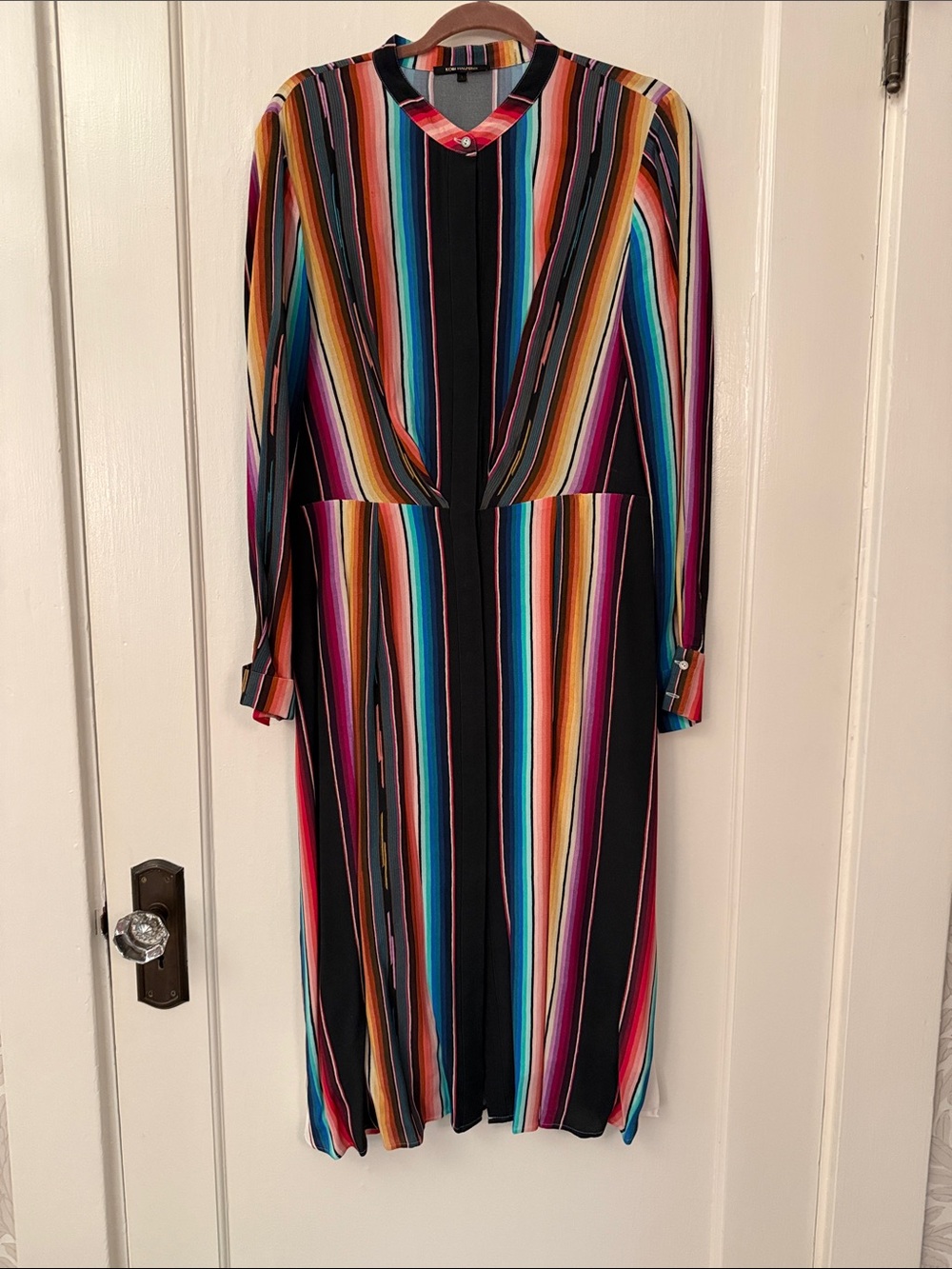 Kobi Halperin Multicolor Striped V-Neck Long Sleeve Dress